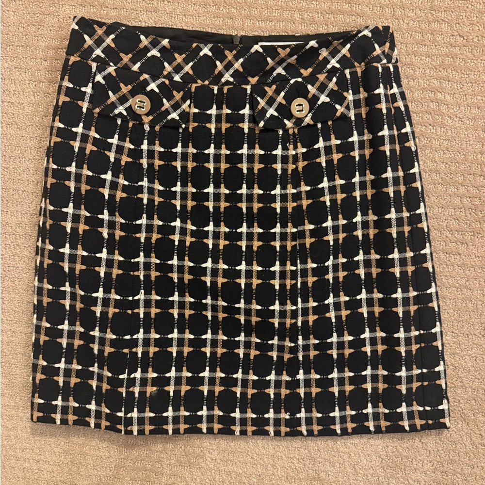 Trina Turk Black and Tan Checkered Mini Skirt